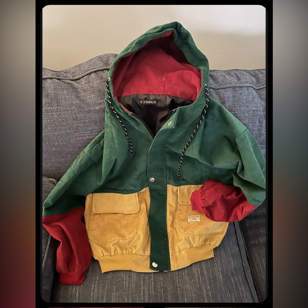 Zaful, colorblock, corduroy, men’s jacket, size Medium